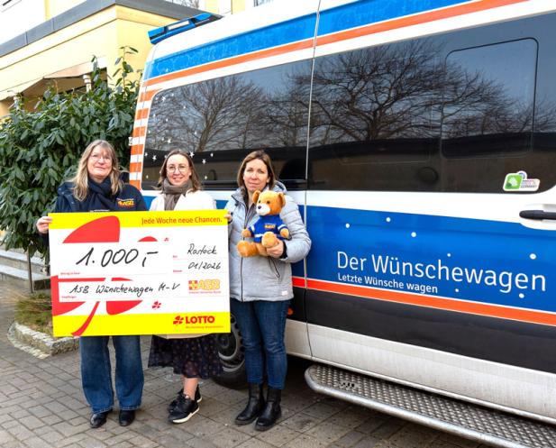 1.000 Euro für den ASB Wünschewagen: Belegschaft von LOTTO Mecklenburg-Vorpommern spendet