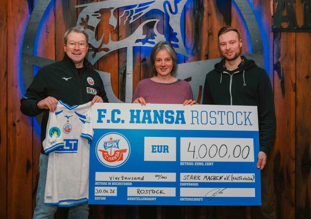 F.C. Hansa unterstützt Präventionsprojekt: 4.000 Euro für „HALTestelle“