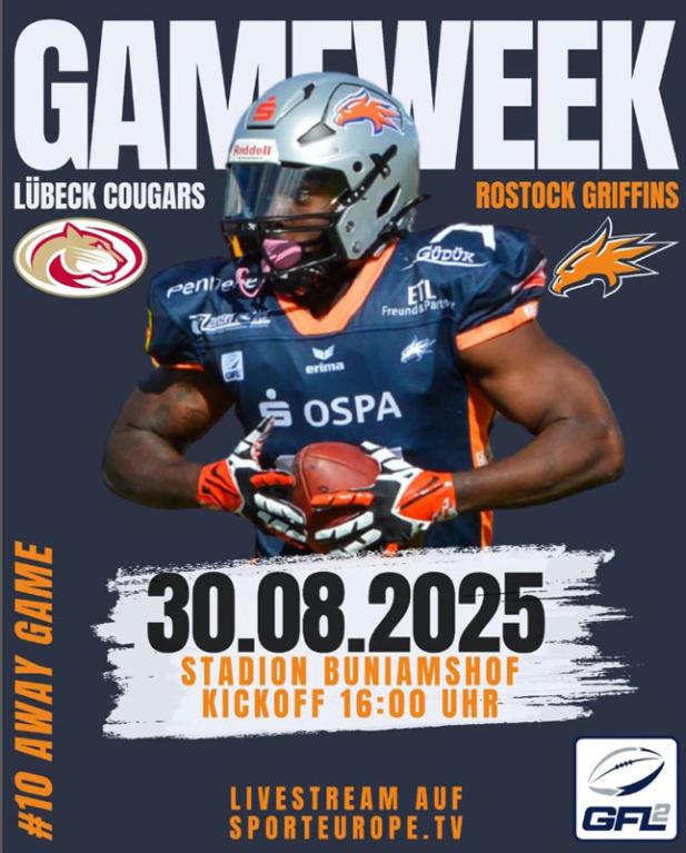 Saison 2025 – Game 10 – Griffins beenden reguläre Saison in Lübeck